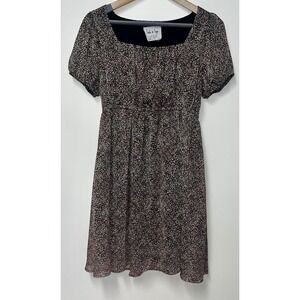 Sadie And Sage Ditzy Floral Dress Puff Sleeve Black Pink Lining Medium USA Made